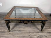 DREXEL HERITAGE ET CETERA GLASS TOP SQUARE COFFEE TABLE