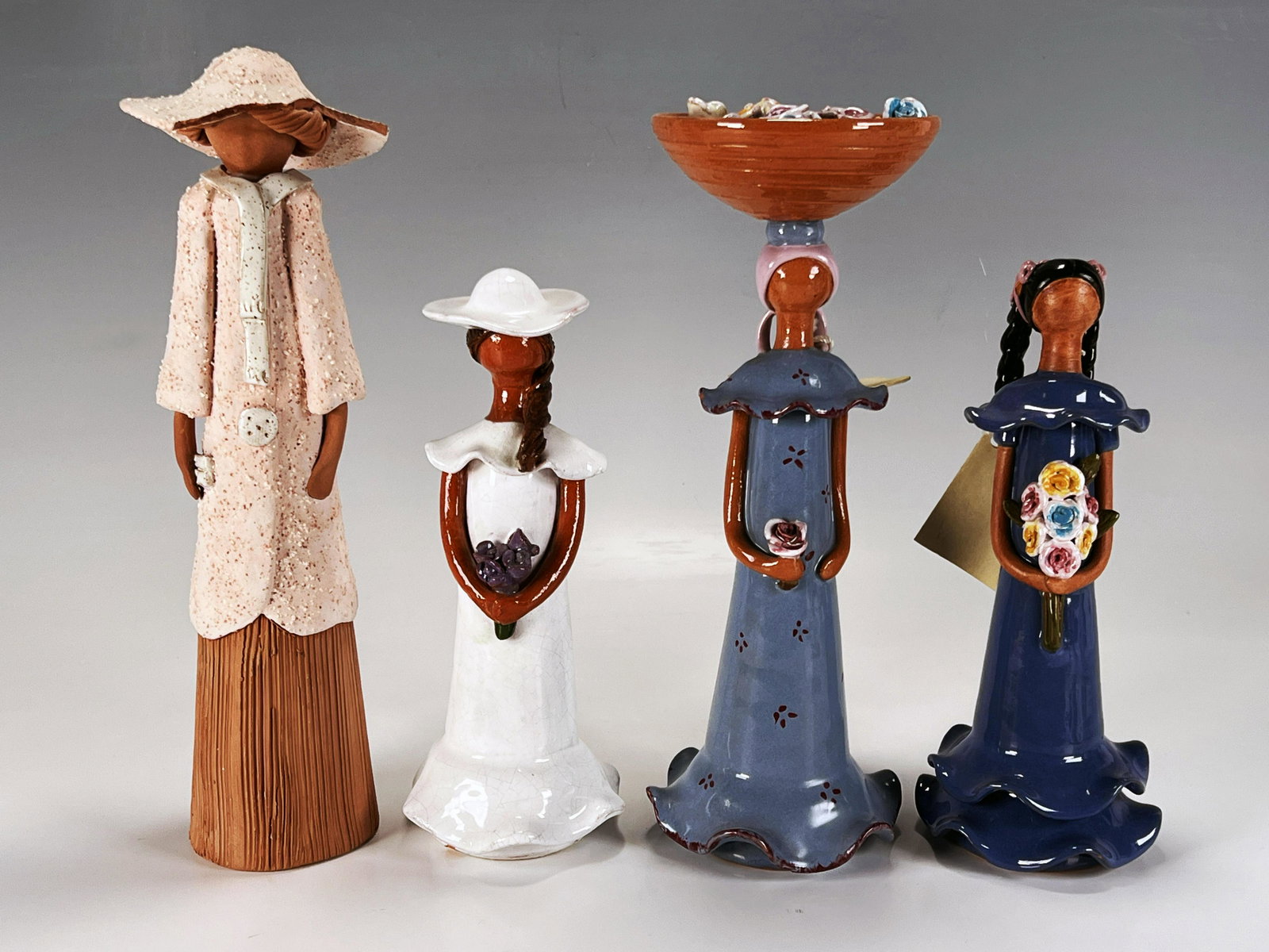 FOUR LIME CERAMIC FIGURINES DOMINICAN REPUBLIC: FOUR LIME CERAMIC FIGURINES DOMINICAN REPUBLIC
