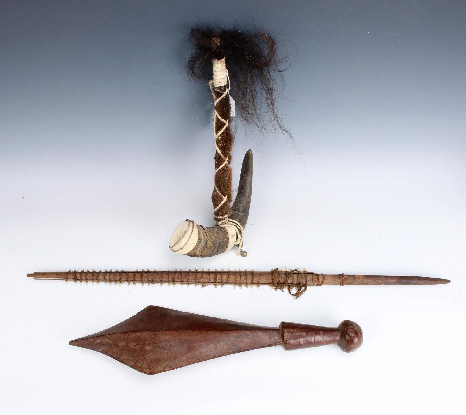 TRIBAL WEAPONS MADE WITH WOOD, HAIR, TEETH: TRIBAL WEAPONS MADE WITH WOOD, HAIR, TEETH