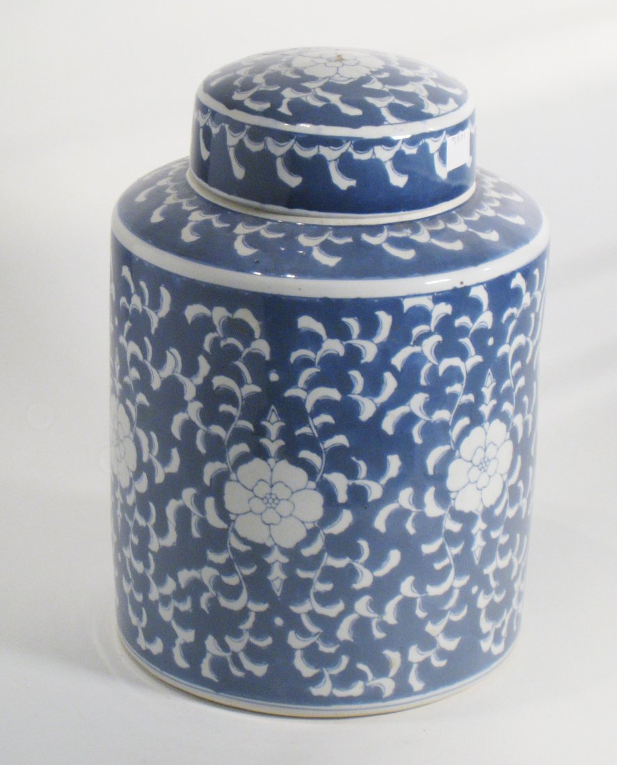 Blue And White Ginger Jar: Measuring 12 1/2" X 11" round. 20th Century Shipping: We are able to pack and ship this item to an address in the United States for $50.00 via USPS Priority Mail or via FedEx Ground/Home Delivery. Tra