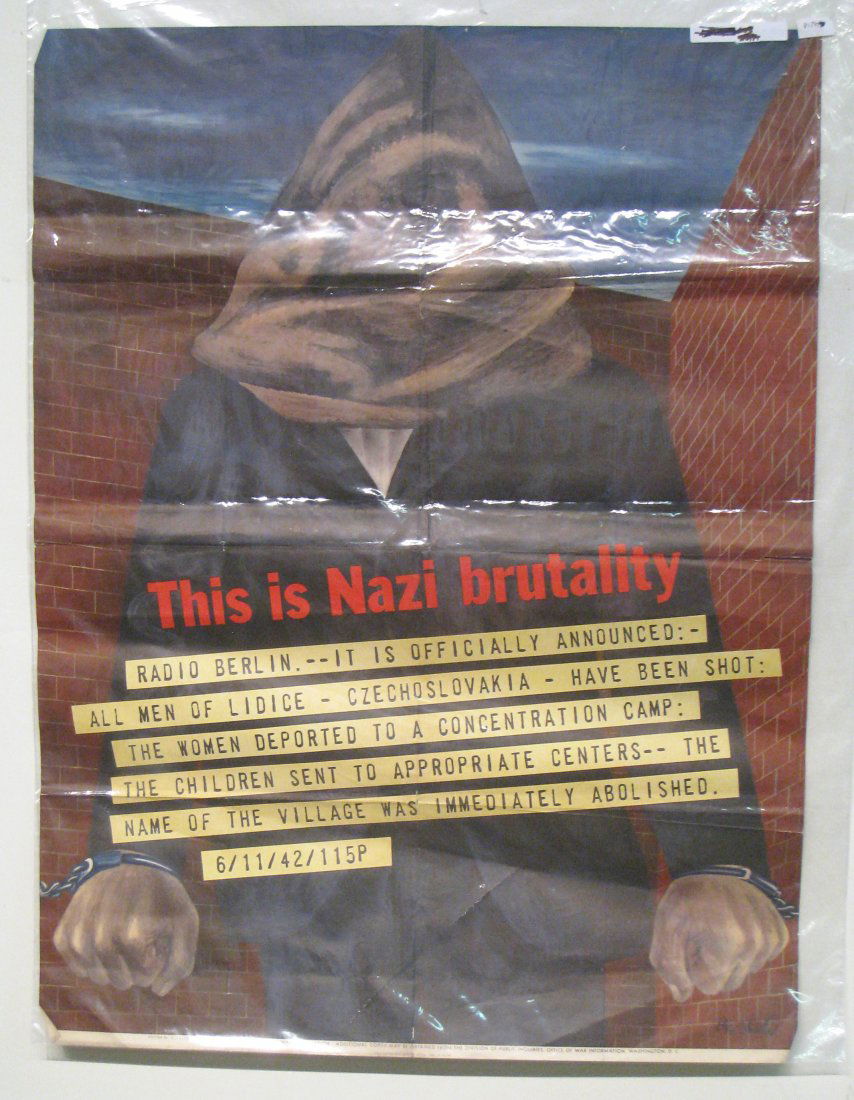 War Poster By Ben Shahn: Ben Shahn (1898-1969)World War II poster, 40" X 28". Condition on this is that the photo taken while under plastic protective cover probably exaggerates the gentle folds that arise when the rolled pap