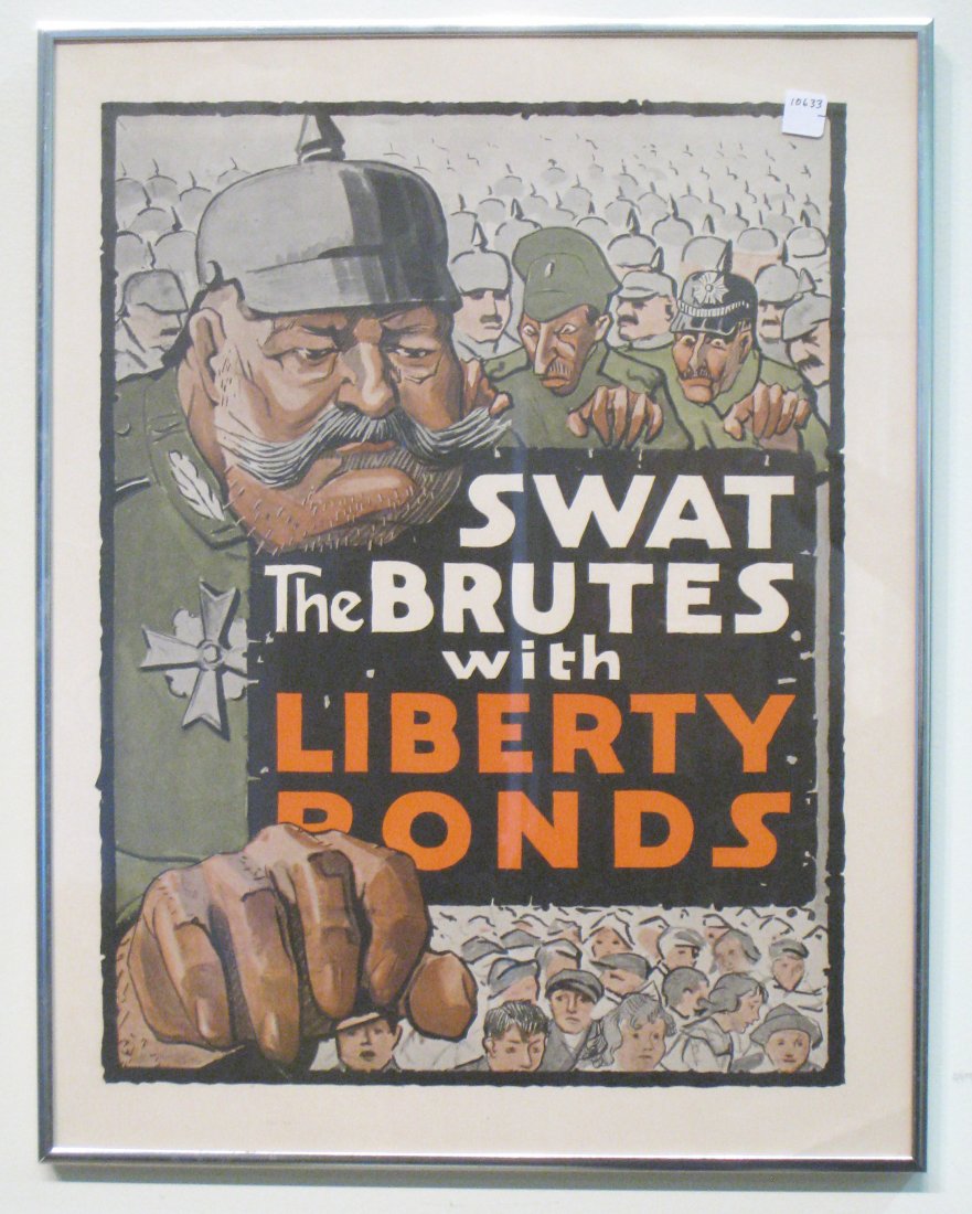 World War I Poster: "Swat the Brutes...." a WWI poster aimed at Germany and its allies. Shipping: We are unable to ship this item. Please contact our local UPS Store, store1152@theupsstore.com, for a quote. Please be sur