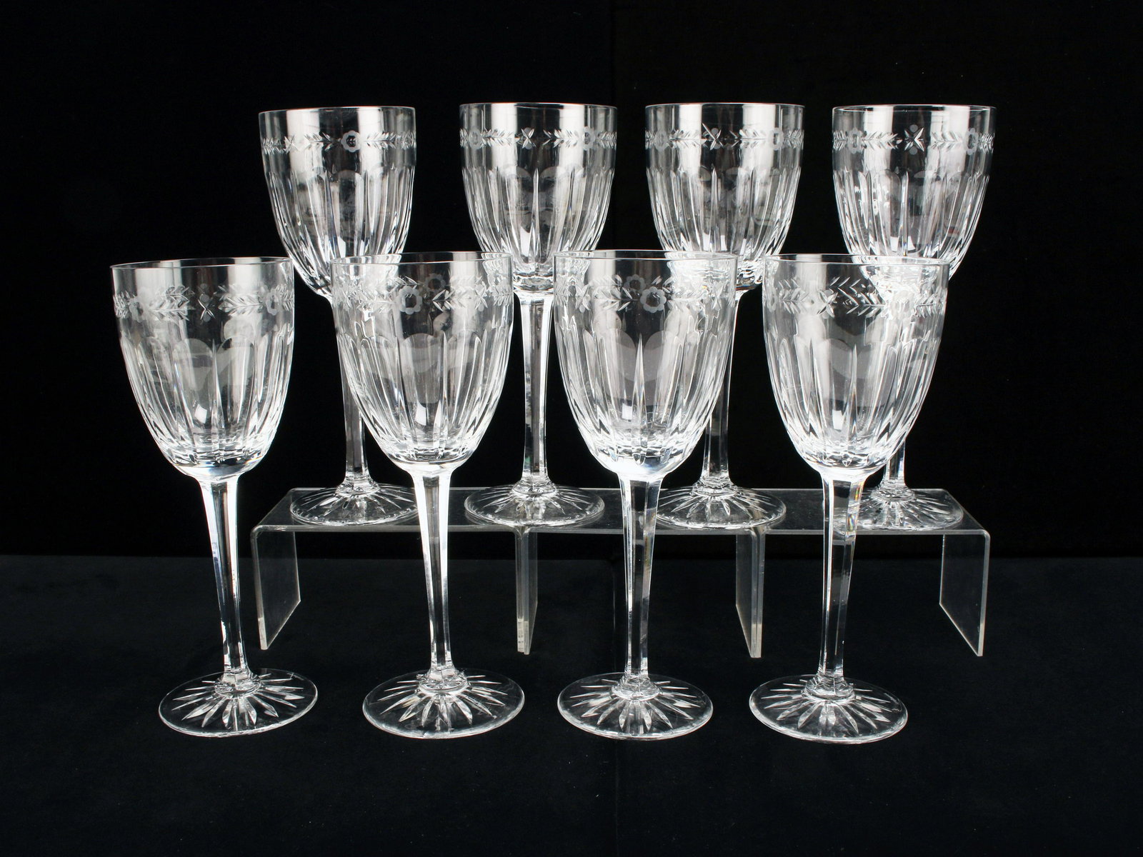 8 WEDGWOOD CALENDORE CRYSTAL WINE WATER GOBLETS: 8 WEDGWOOD CALENDORE CRYSTAL WINE WATER GOBLETS