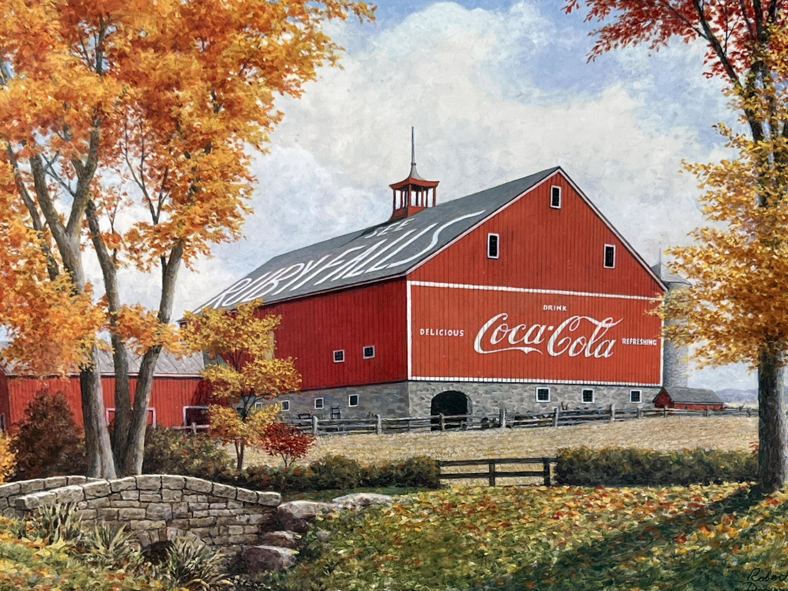 COCA COLA BARN PRINT SIGNED DOARES: COCA COLA BARN PRINT SIGNED DOARES </