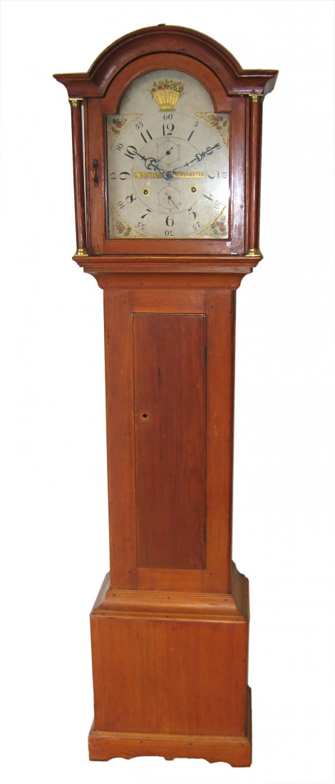 Tall Case Clock Signed Riley Whiting: A pine cased early American tall case clock by Riley Whiting, working in Winchester Connecticut (1820s & 30s). Shipping: We are unable to ship this item. Please contact our local UPS Store, store1152@