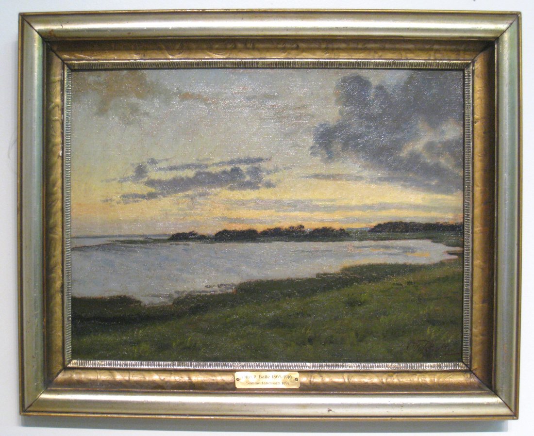 Landscape Signed Otto Balle, 1891: Oil on canvas by the Danish artist Otto P. Balle (1865-1916) Shipping: We are unable to ship this item. Please contact our local UPS Store, store1152@theupsstore.com, for a quote. Please be sure and i