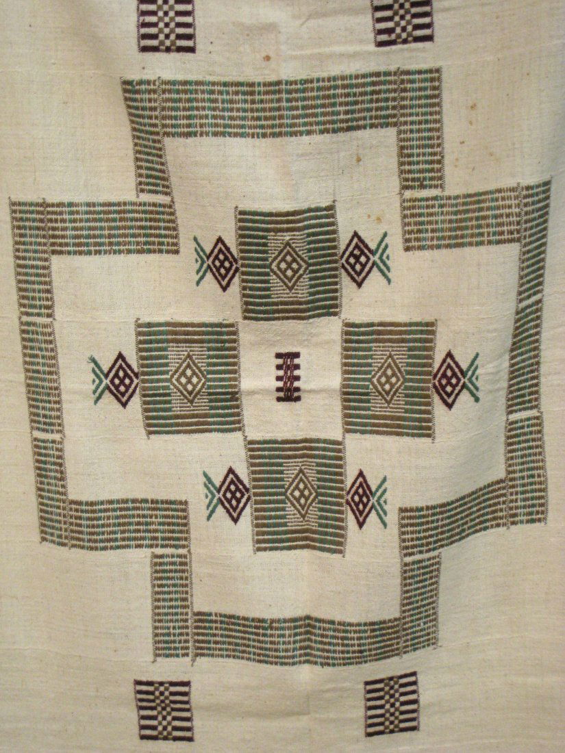 Nigerian Ebo: Rectilinear designs woven in assembled strips, 64"X96" Shipping: We are able to pack and ship this item to an address in the United States for $30.00 via USPS Priority Mail. Tracking information will
