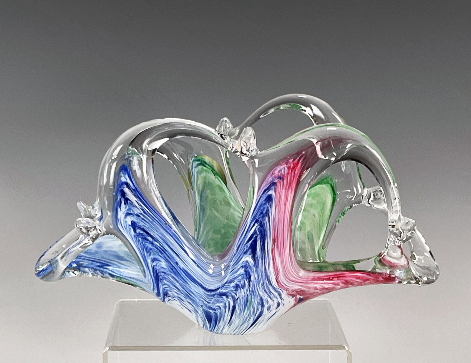 MID CENTURY MURANO BLOWN ART GLASS BASKET (1 of 5)