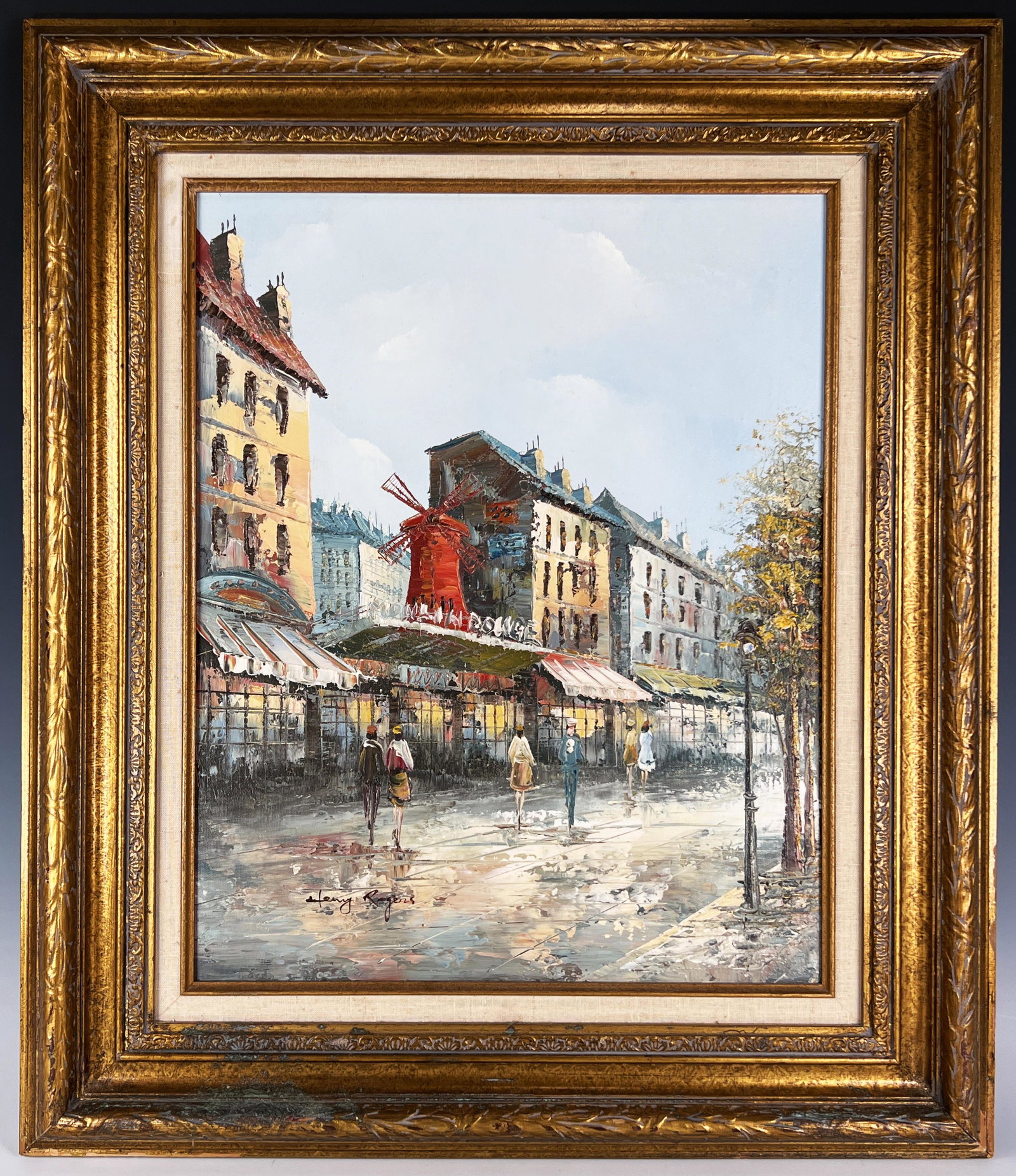 SIGNED HENRY ROGERS MOULIN ROUGE PARIS PAINTING (1 of 4)