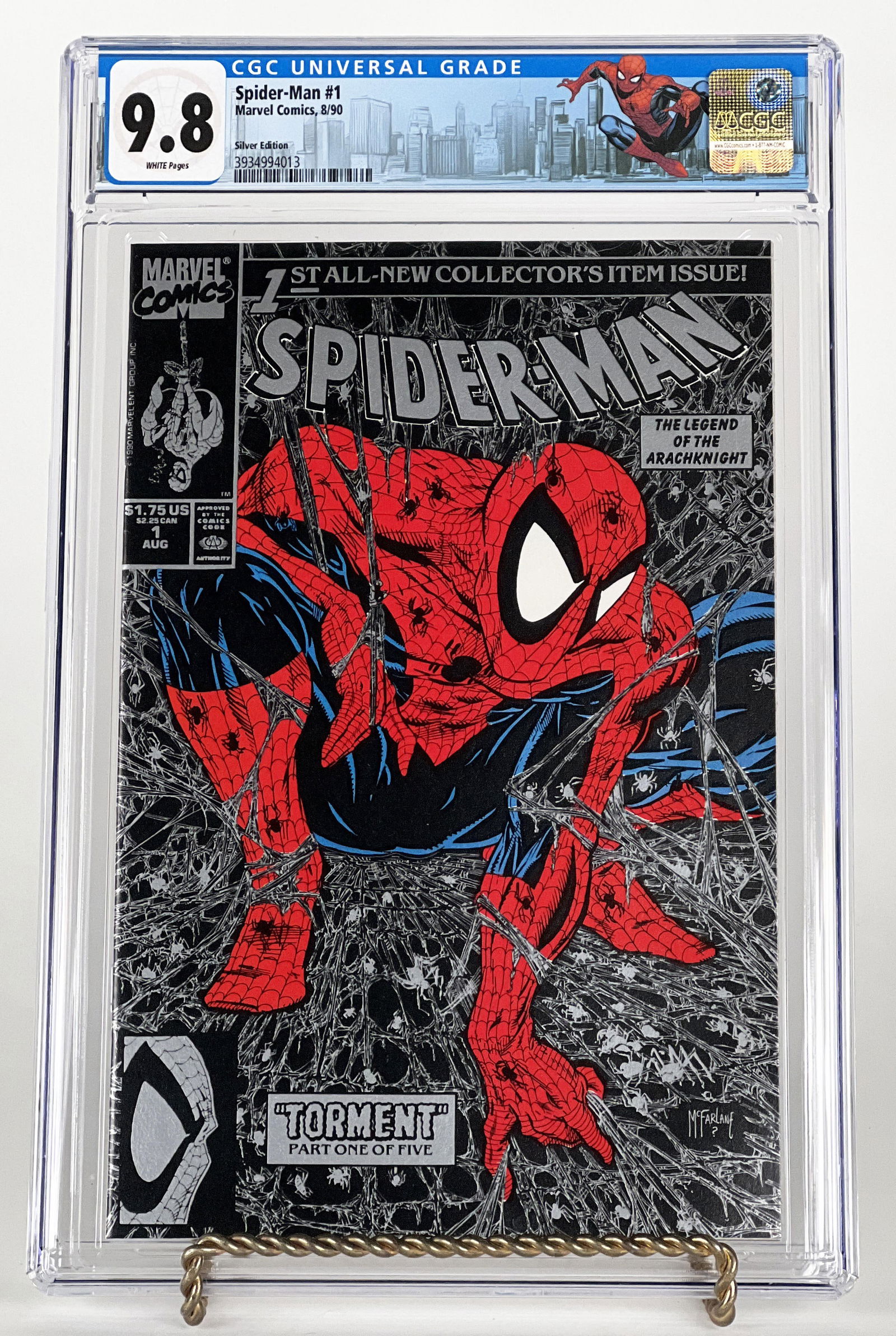 SPIDER-MAN 1 (MARVEL 1990) SILVER EDITION CGC 9.8 CLASSIC MCFARLANE COVER!!!: SPIDER-MAN 1 (MARVEL 1990) SILVER EDITION CGC 9.8