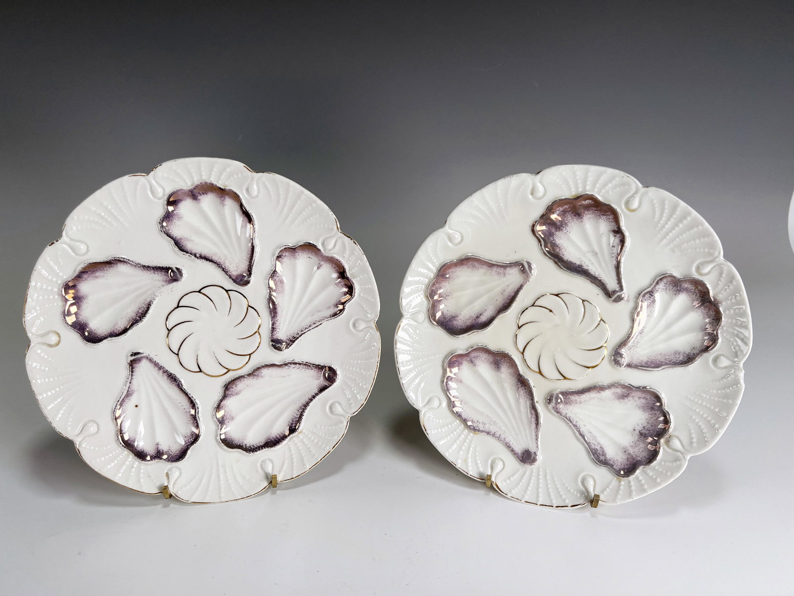 PAIR OF ANTIQUE FRENCH OYSTER PLATES (1 of 5)