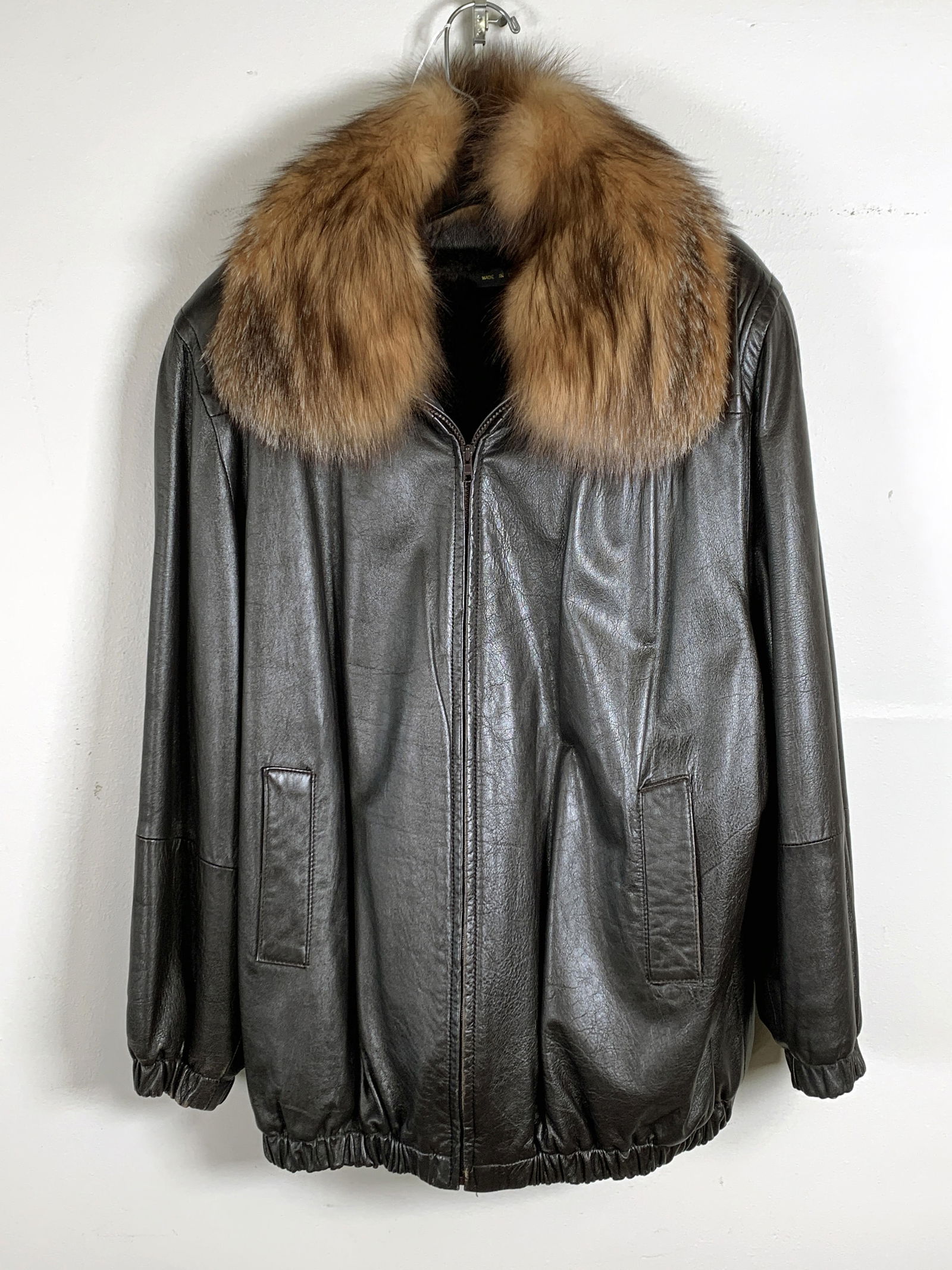 FUR LINED LEATHER-LIKE JACKET WITH FOX COLLAR (1 of 6)