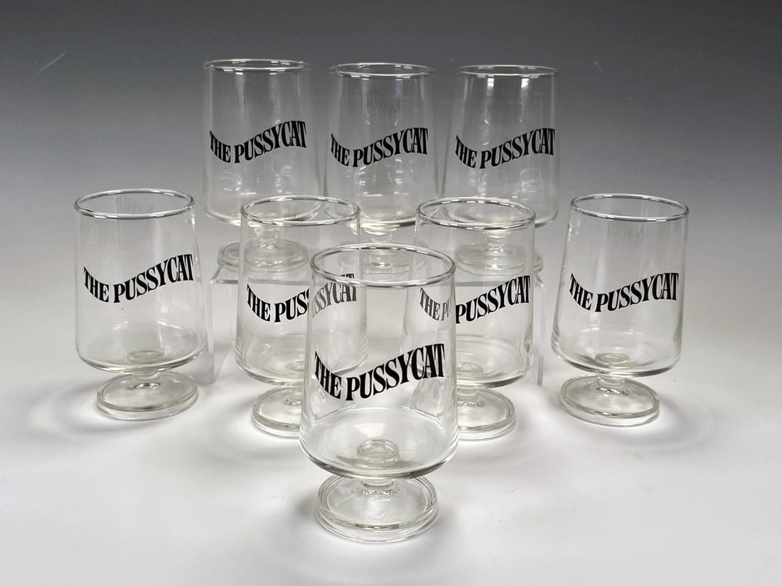 7 THE PUSSY CAT BOURBON GLASSES & 6 JUICE GLASSES (1 of 3)