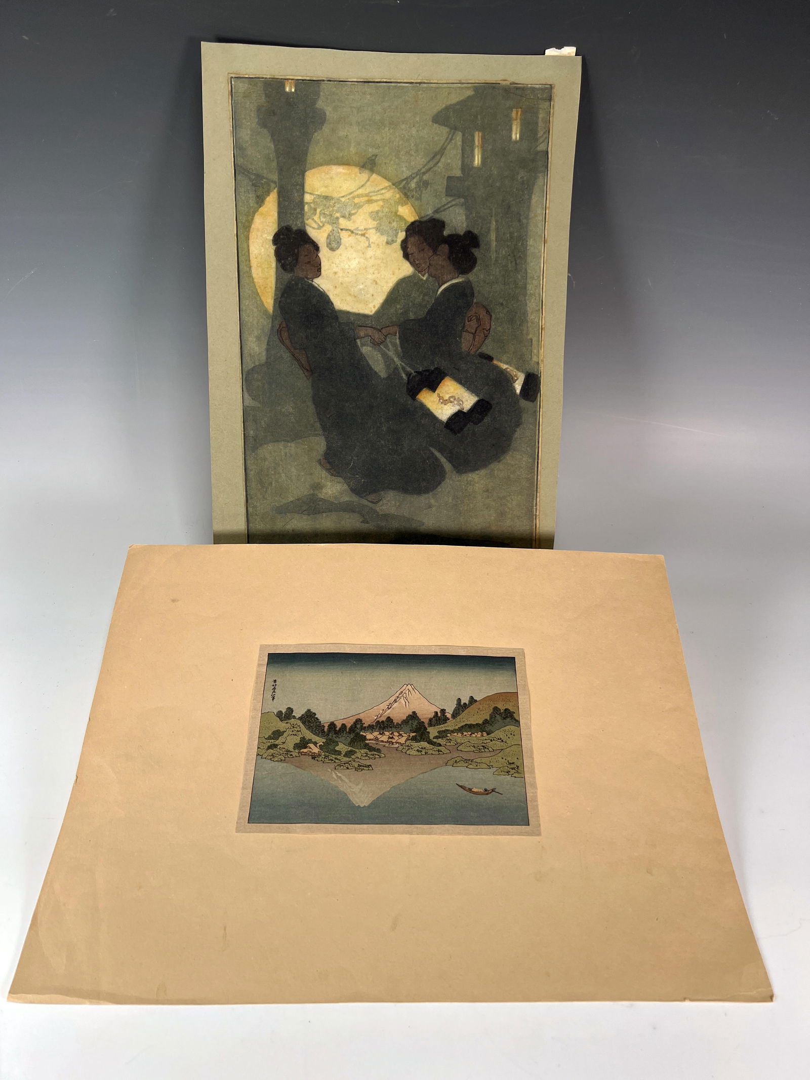 SIGNED BERTHA LUM THE FULL MOON & WOOD BLOCK PRINT (1 of 4)