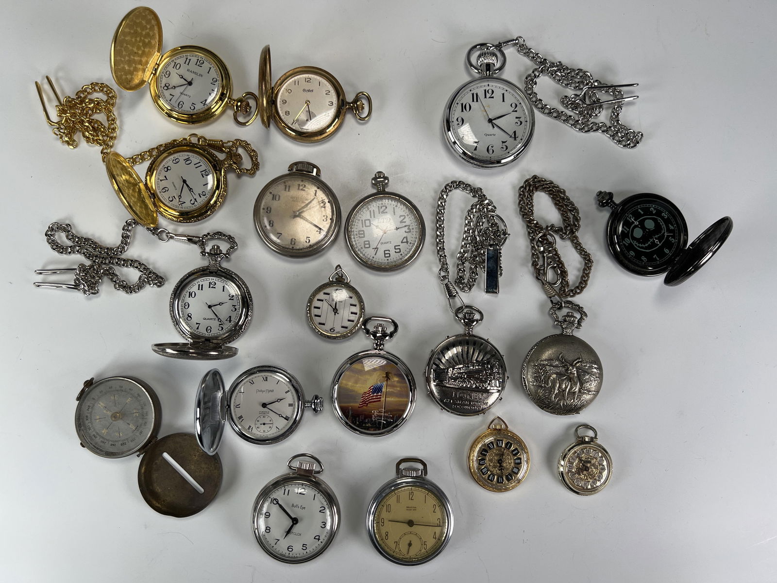 LOT OF POCKET WATCHES & COMPASS (1 of 8)