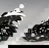 BLACK AND WHITE ART GLASS HANDBAG VASE