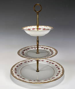 NORITAKE RIDGEWOOD THREE TIERED DESSERT TRAY: NORITAKE RIDGEWOOD THREE TIERED DESSERT TRAY</