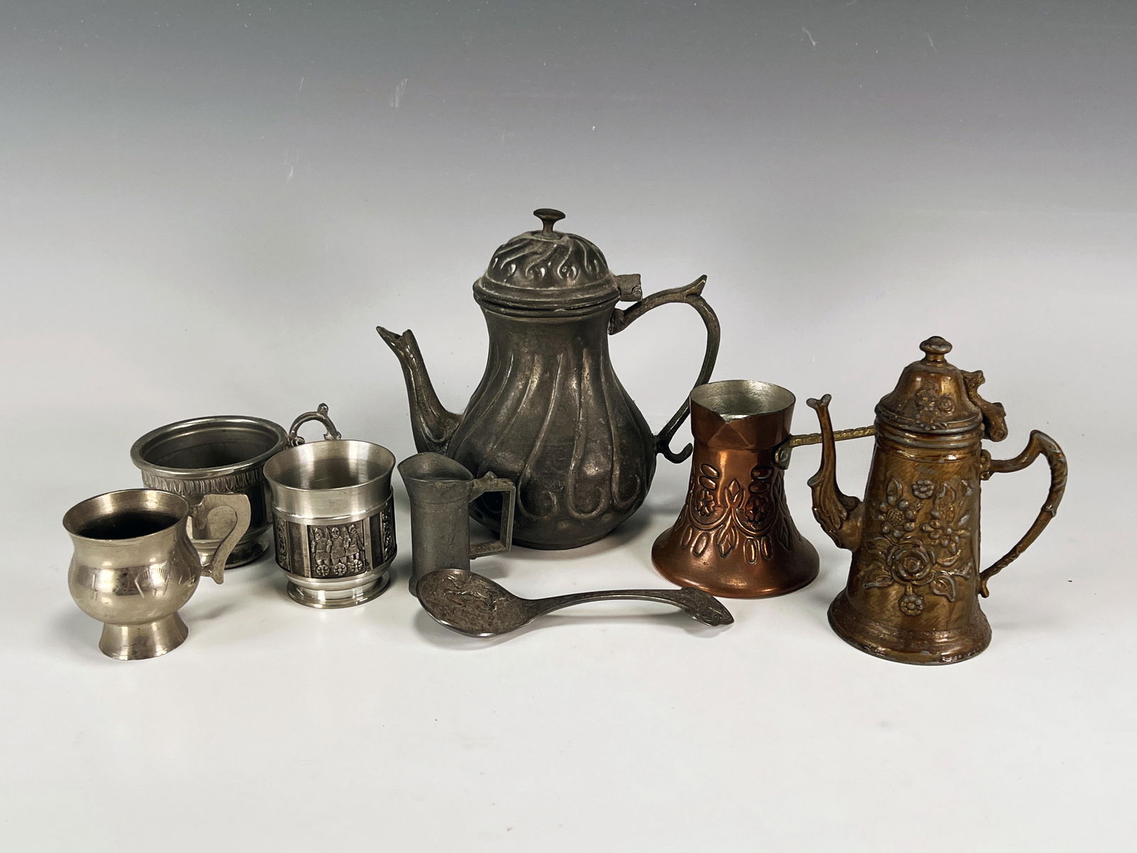 MIXED METALS LOT KONGE PEWTER, COPPER, SILVERPLATE (1 of 6)