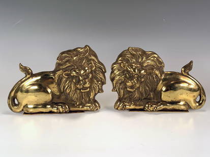 BRASS LION BOOKENDS: BRASS LION BOOKENDS