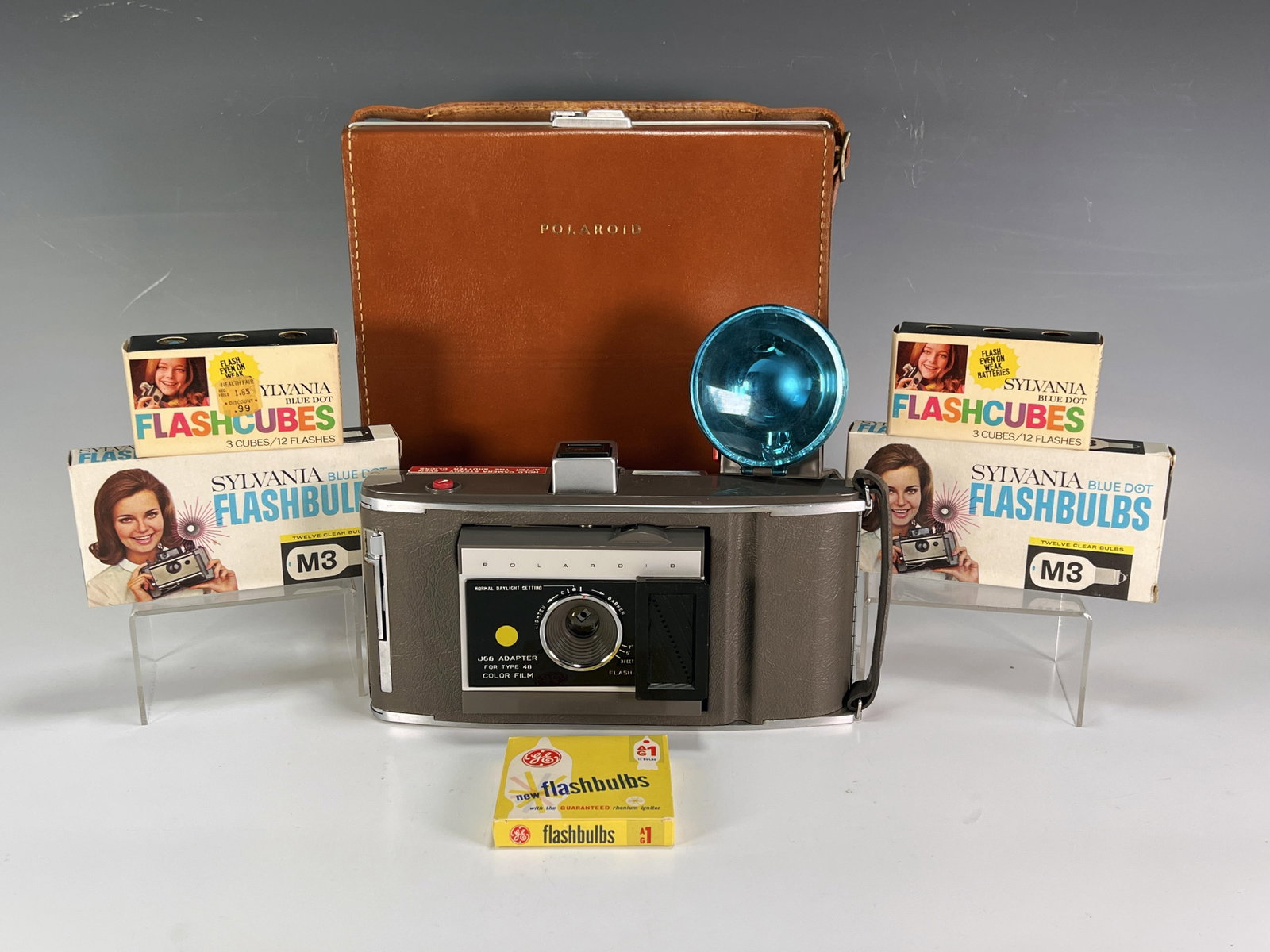 POLAROID CAMERA IN LEATHER CASE: POLAROID CAMERA IN LEATHER CASE