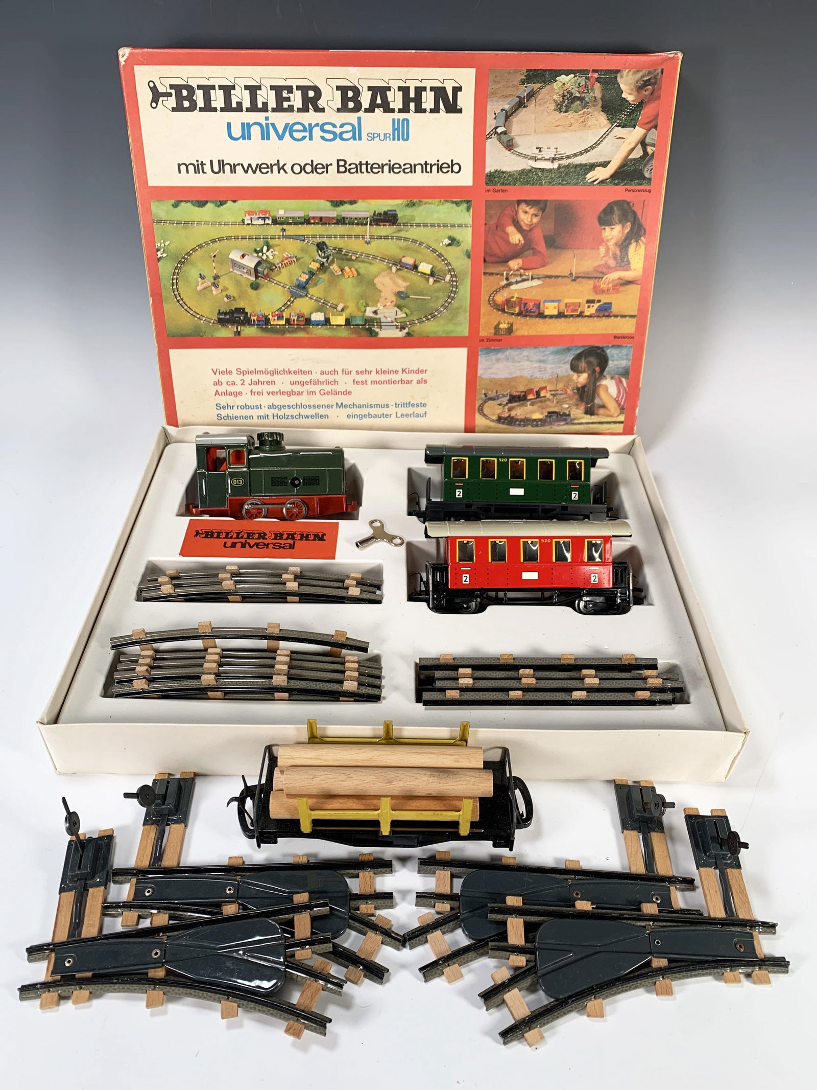 GERMAN BILLER BAHN HO SCALE TRAIN SET IN ORIGINAL BOX WITH EXTRAS (1 of 9)