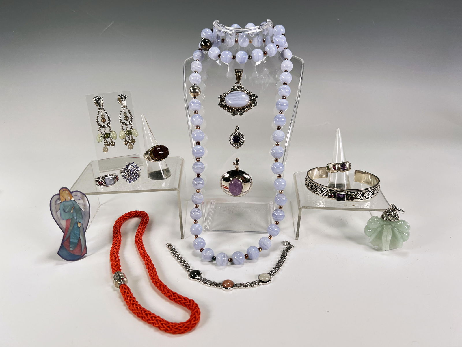 MODERN STERLING & LAVENDER STONE JEWELRY (1 of 10)