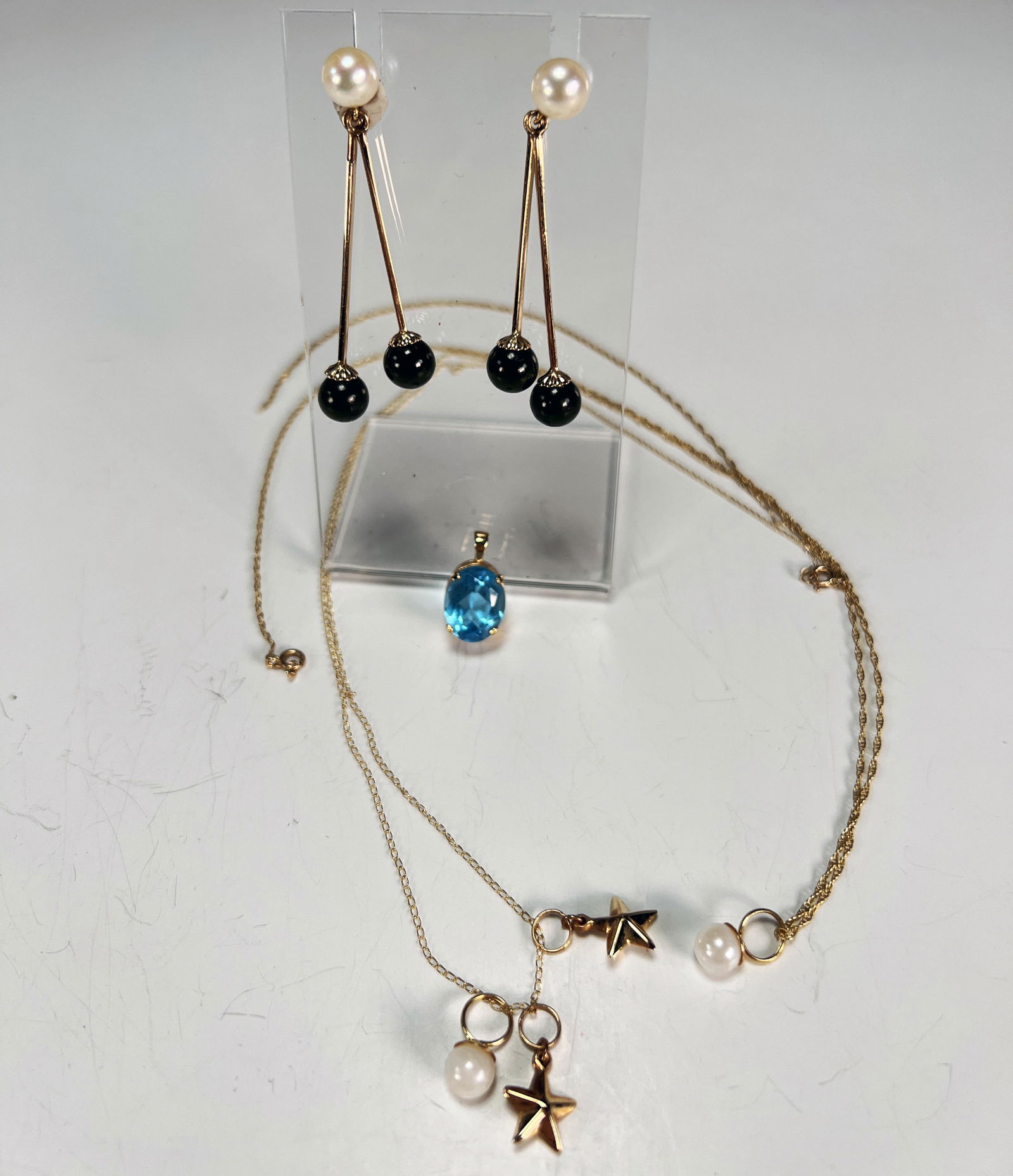 14K TOPAZ, PEARL EARRINGS, NECKLACES, AND PENDANT JEWELRY (1 of 4)