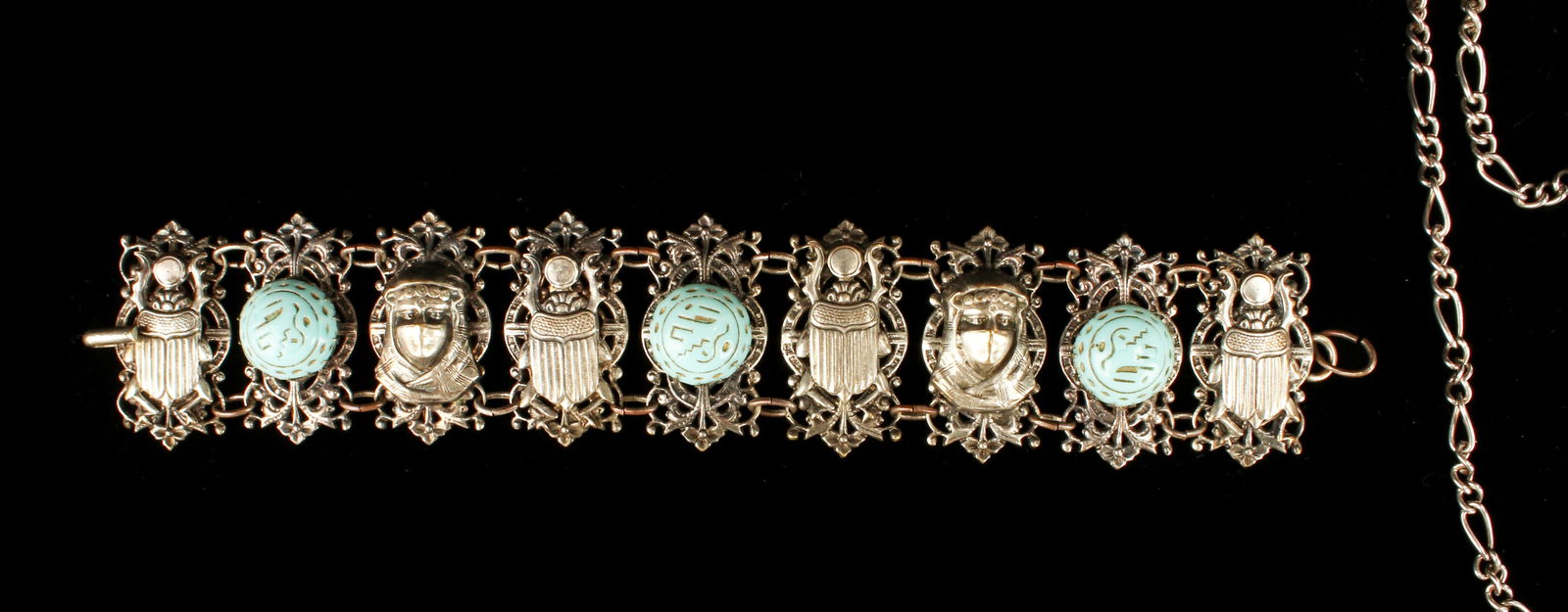 EGYPTIAN REVIVAL BRACELET & CHAIN NECKLACE (1 of 6)