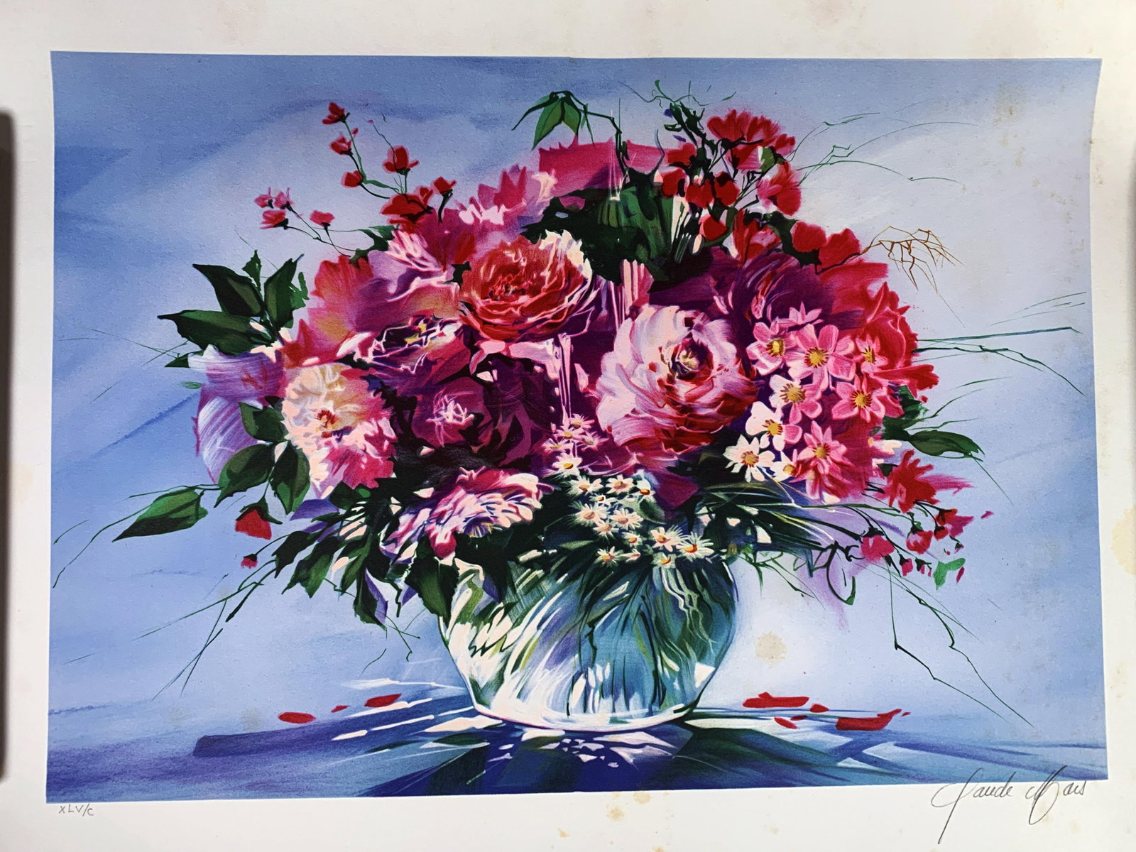VASE OF FLOWERS SIGNED NUMBERED CLAUDE MARS: VASE OF FLOWERS SIGNED NUMBERED CLAUDE MARS