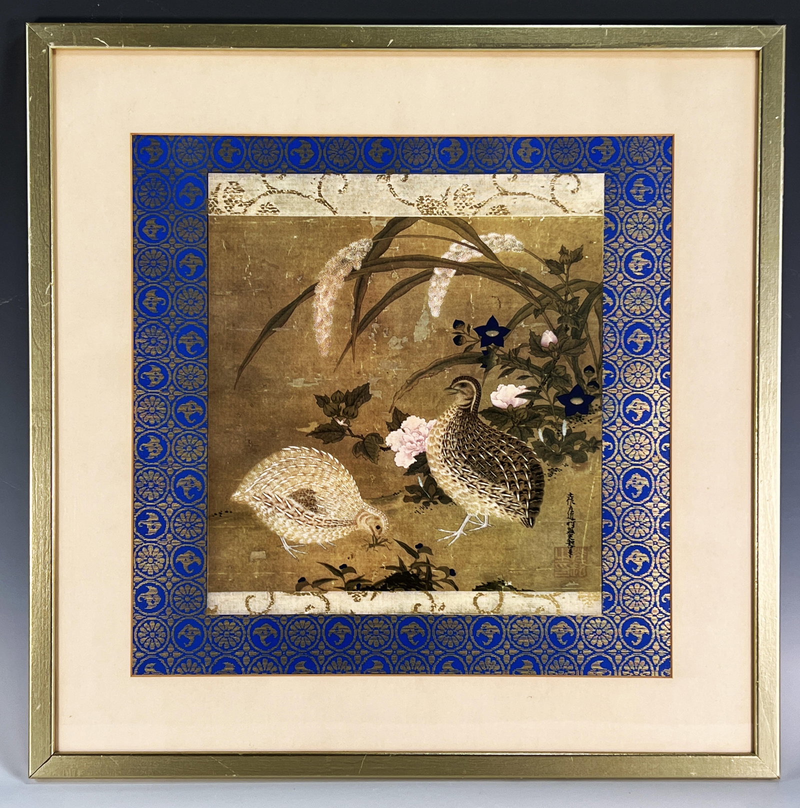 TOSA MITSUOKI QUAIL & FLOWERS PRINT: TOSA MITSUOKI QUAIL & FLOWERS PRINT <