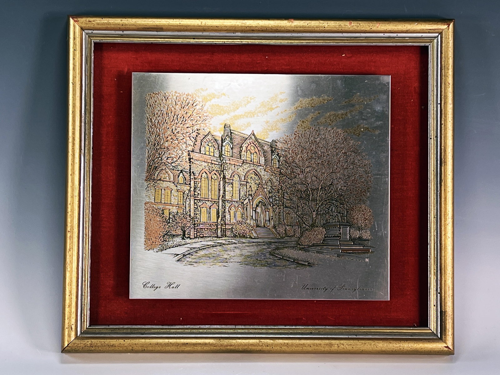 LIMITED EDITION REED & BARTON UNIVERSITY OF PA COLLEGE HALL DAMASCENE ETCHING: LIMITED EDITION REED & BARTON UNIVERSITY OF PA COL