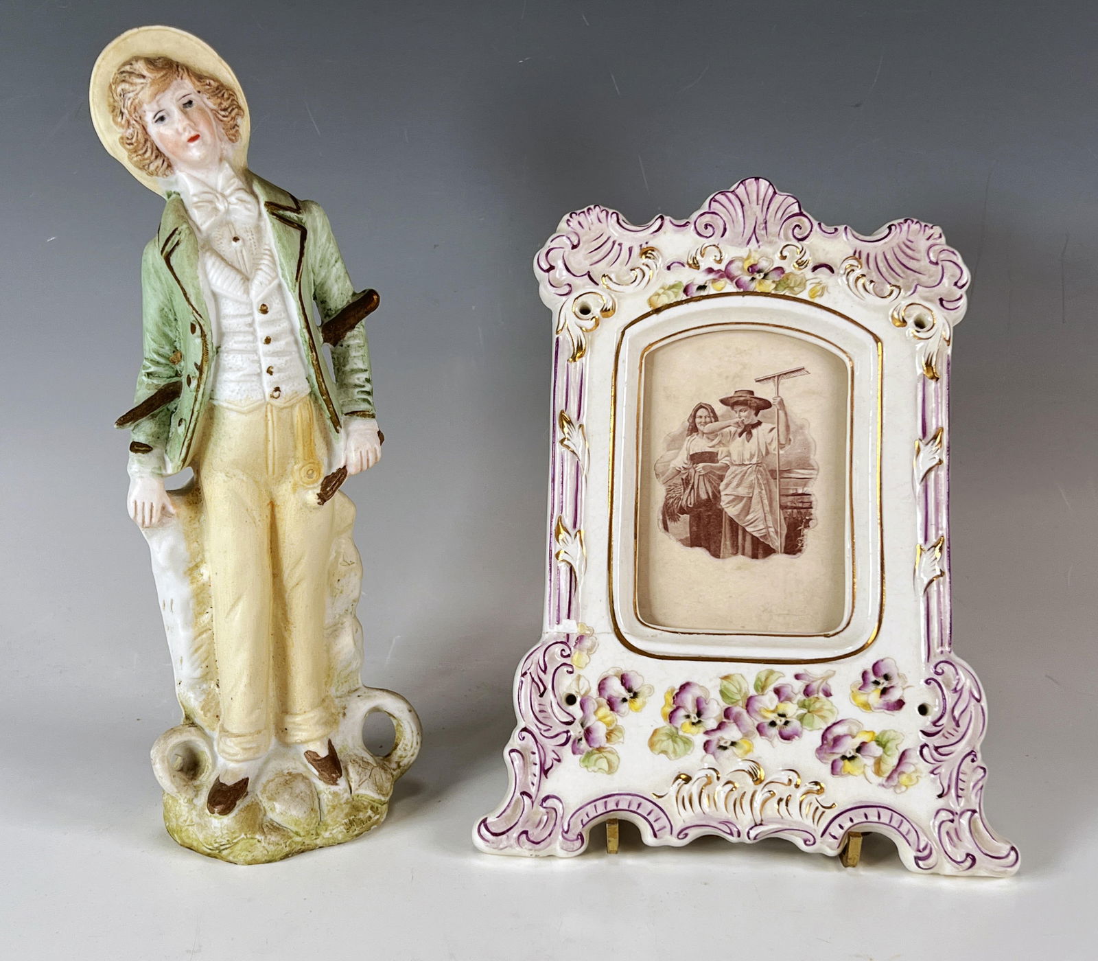 PORCELAIN FRAME & FIGURINE (1 of 2)