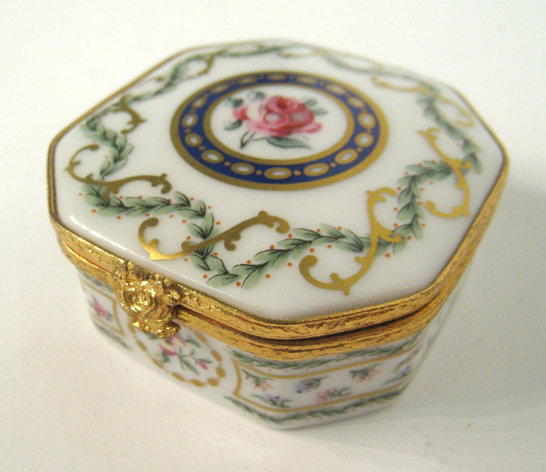 Haviland Pill Box: About 2 1/4". Shipping: We are able to pack and ship this item to an address in the United States for $25.00 via USPS Priority Mail. Tracking information will be sent to your email address. Each addit