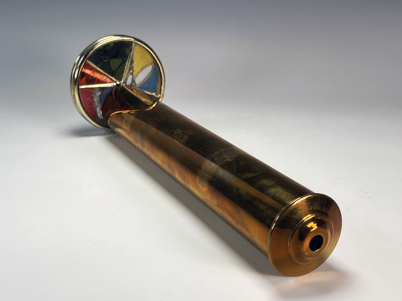 ARTIST SIGNED BRASS KALEIDOSCOPE (1 of 4)