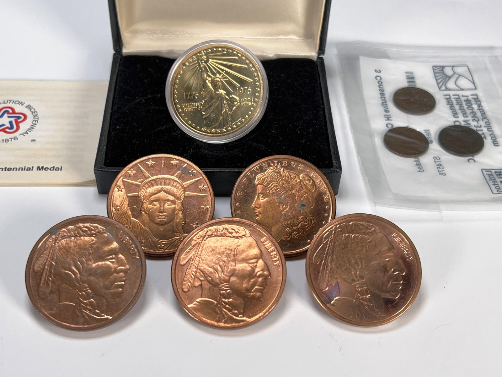 COPPER COINS AND 3 CONSECUTIVE INDIAN HEAD CENTS: COPPER COINS AND 3 CONSECUTIVE INDIAN HEAD CENTS</
