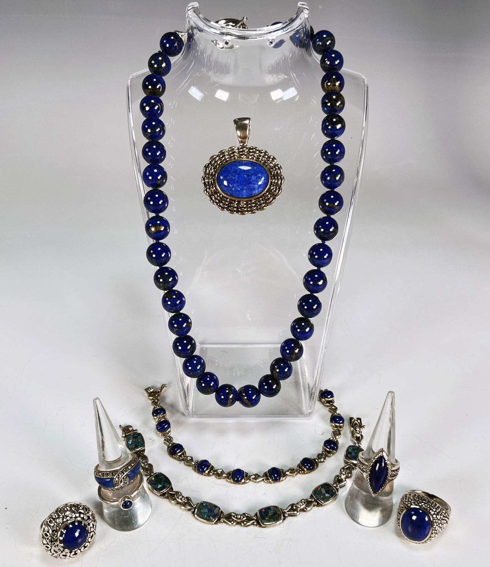 STERLING, LAPIS & OPAL MOSAIC JEWELRY (1 of 7)