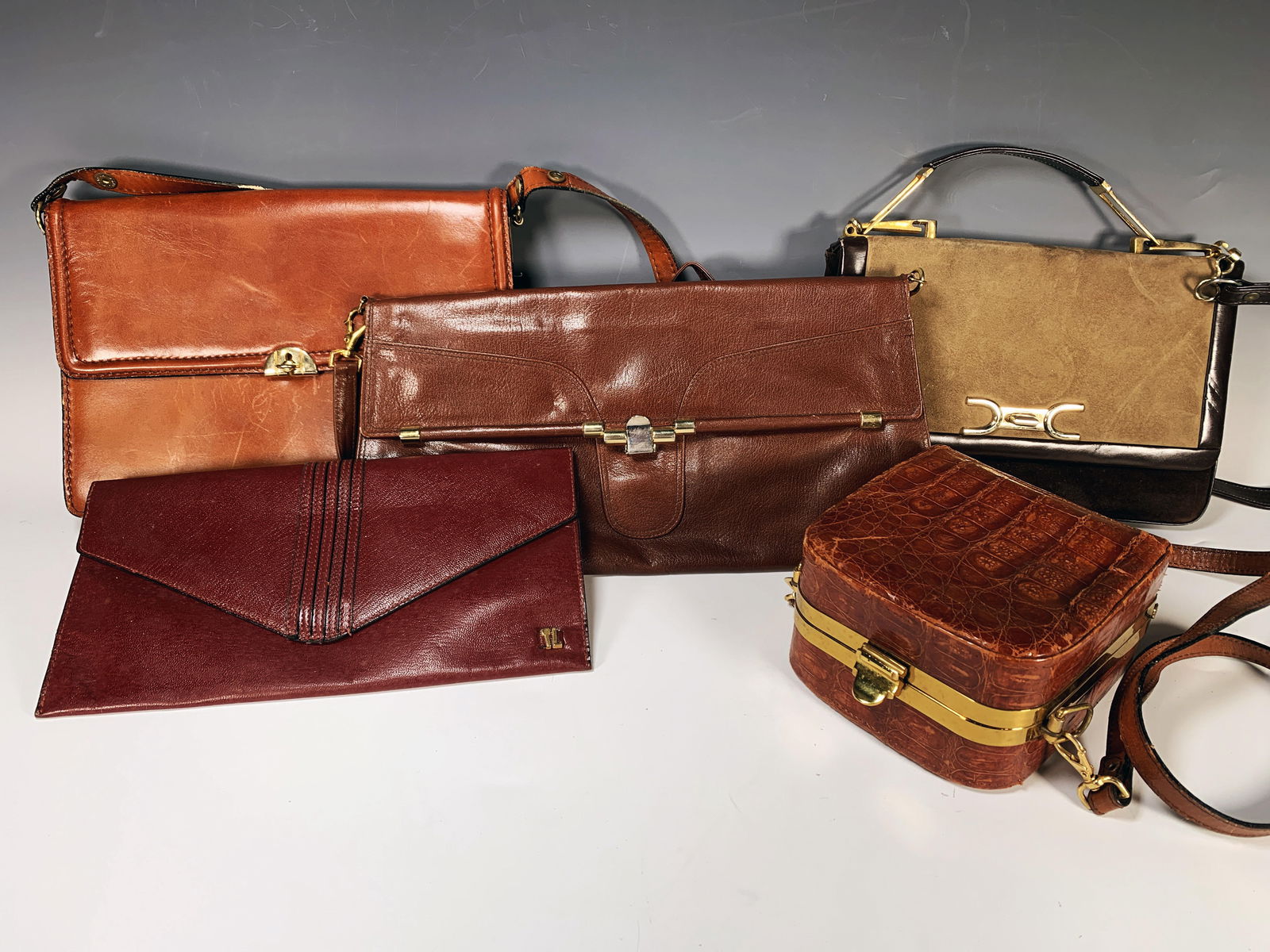 FIVE BROWN HANDBAGS (1 of 9)