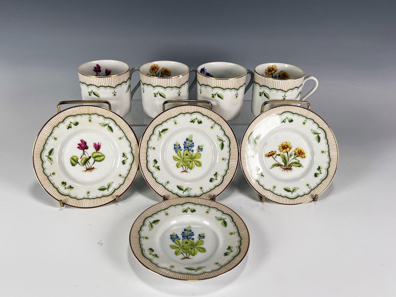GEORGES BRIARD BOTANICAL DEMITASSE SET: GEORGES BRIARD BOTANICAL DEMITASSE SET