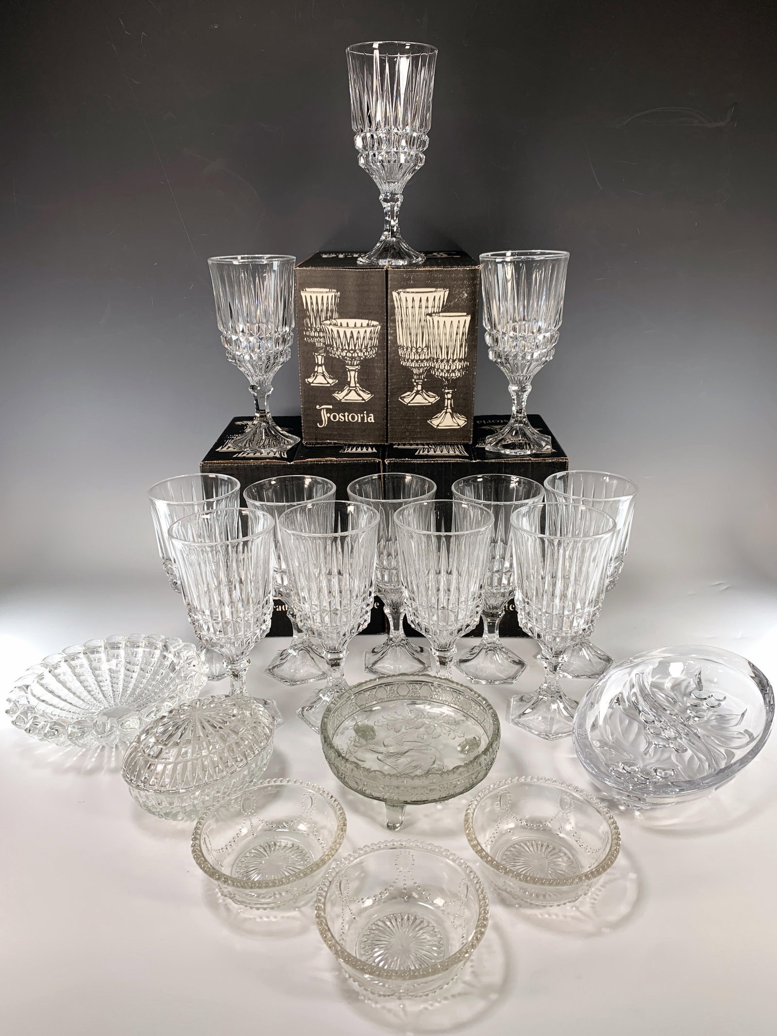 FOSTORIA GLASSWARE & BOWLS: FOSTORIA GLASSWARE & BOWLS </