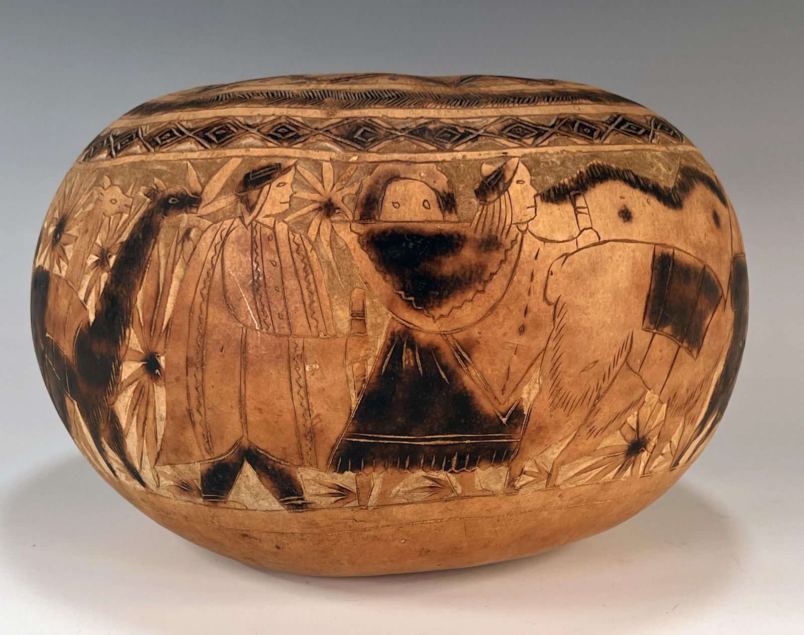 LARGE SOUTH AMERICAN CARVED GOURD (1 of 5)