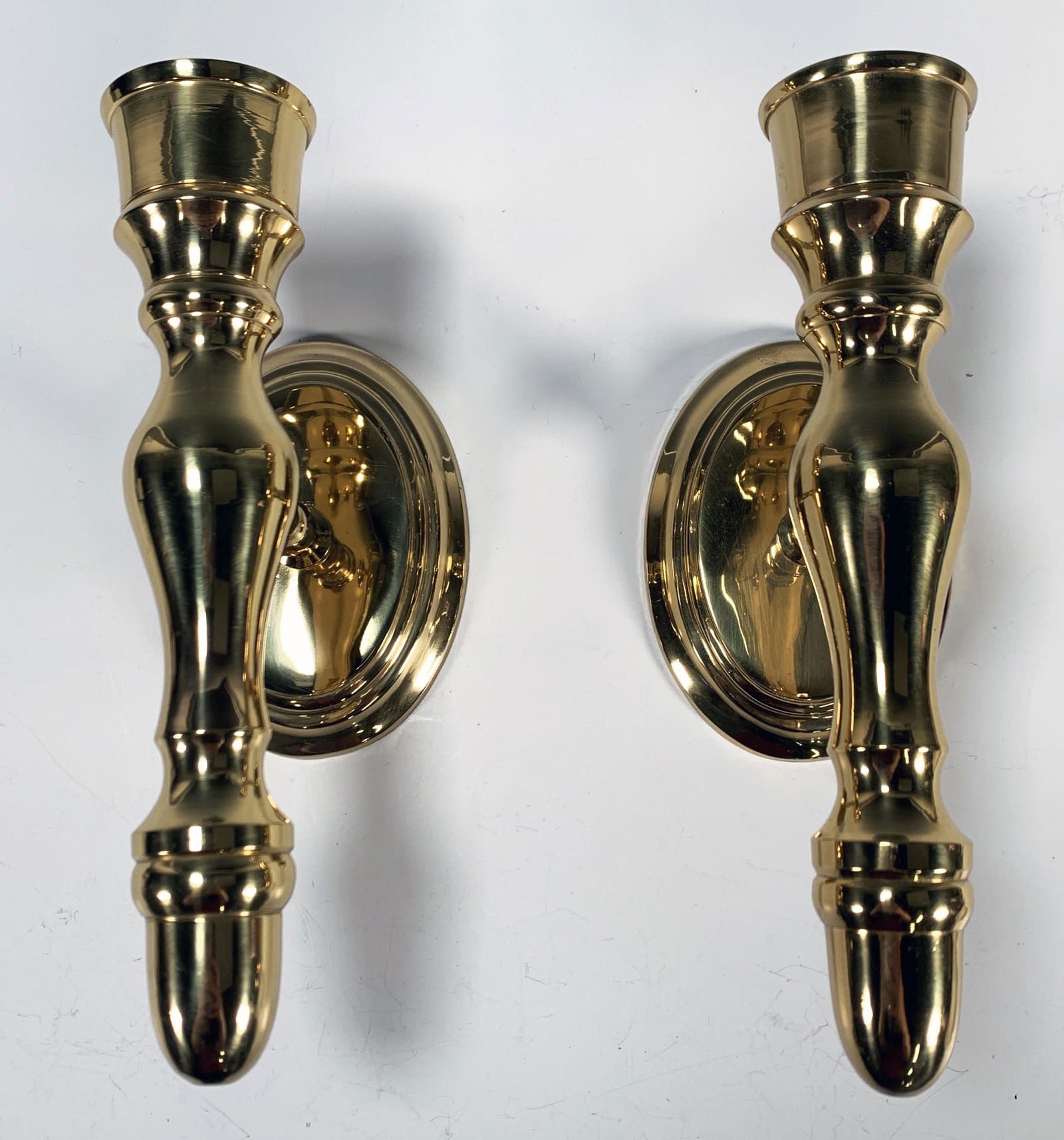 PAIR BRASS CANDLE SCONCES (1 of 2)