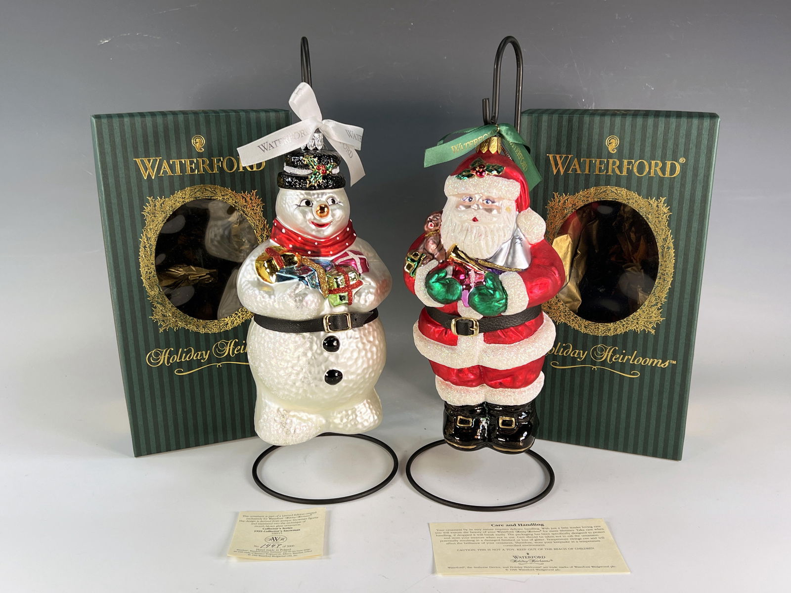 TWO WATERFORD HOLIDAY HEIRLOOMS GLASS SANTA & SNOWMAN IN BOX (1 of 5)