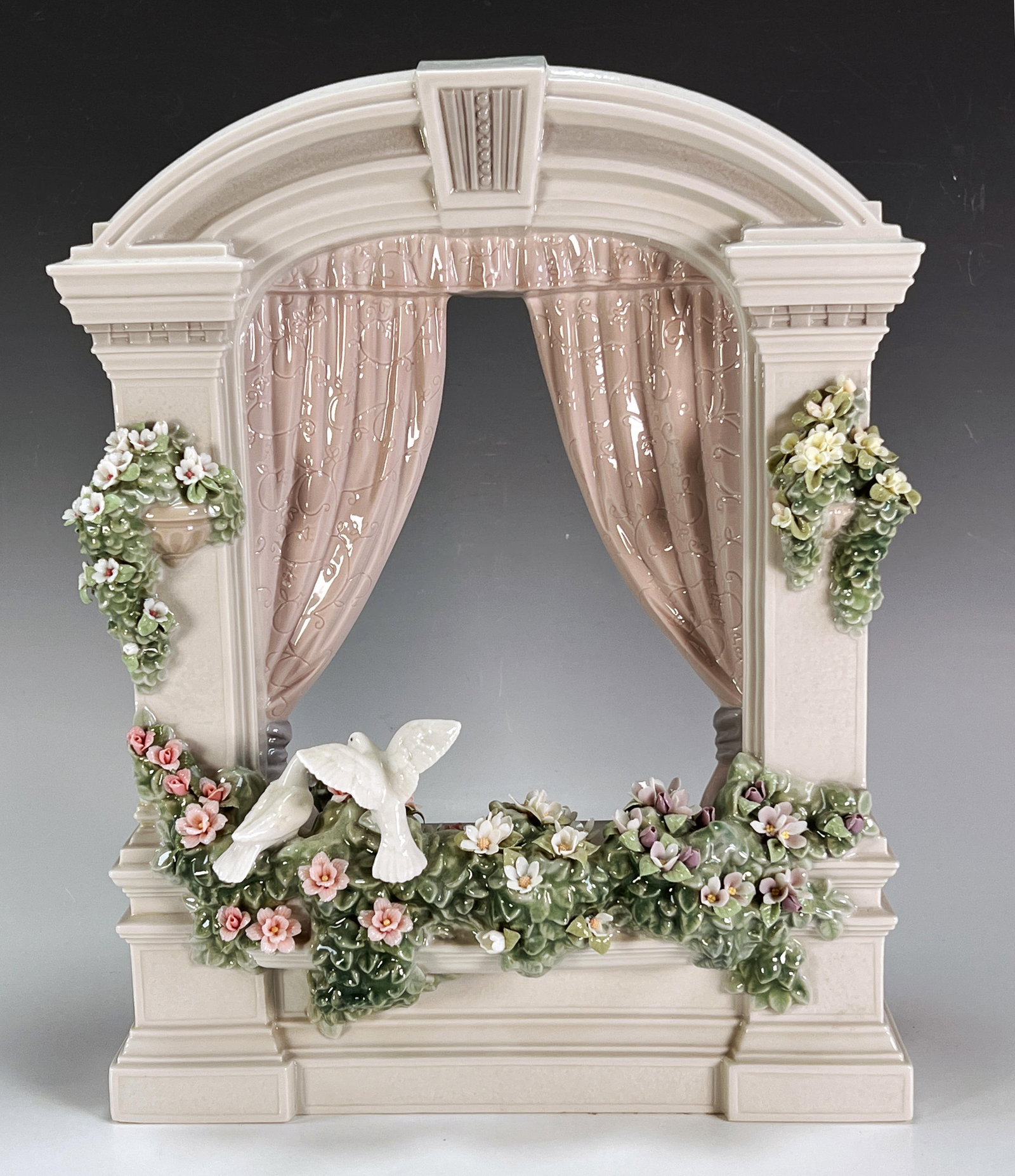 LLADRO WINDOW IN SPRINGTIME PORCELAIN FIGURE:  Lladro Window in Springtime Porcelain Figure