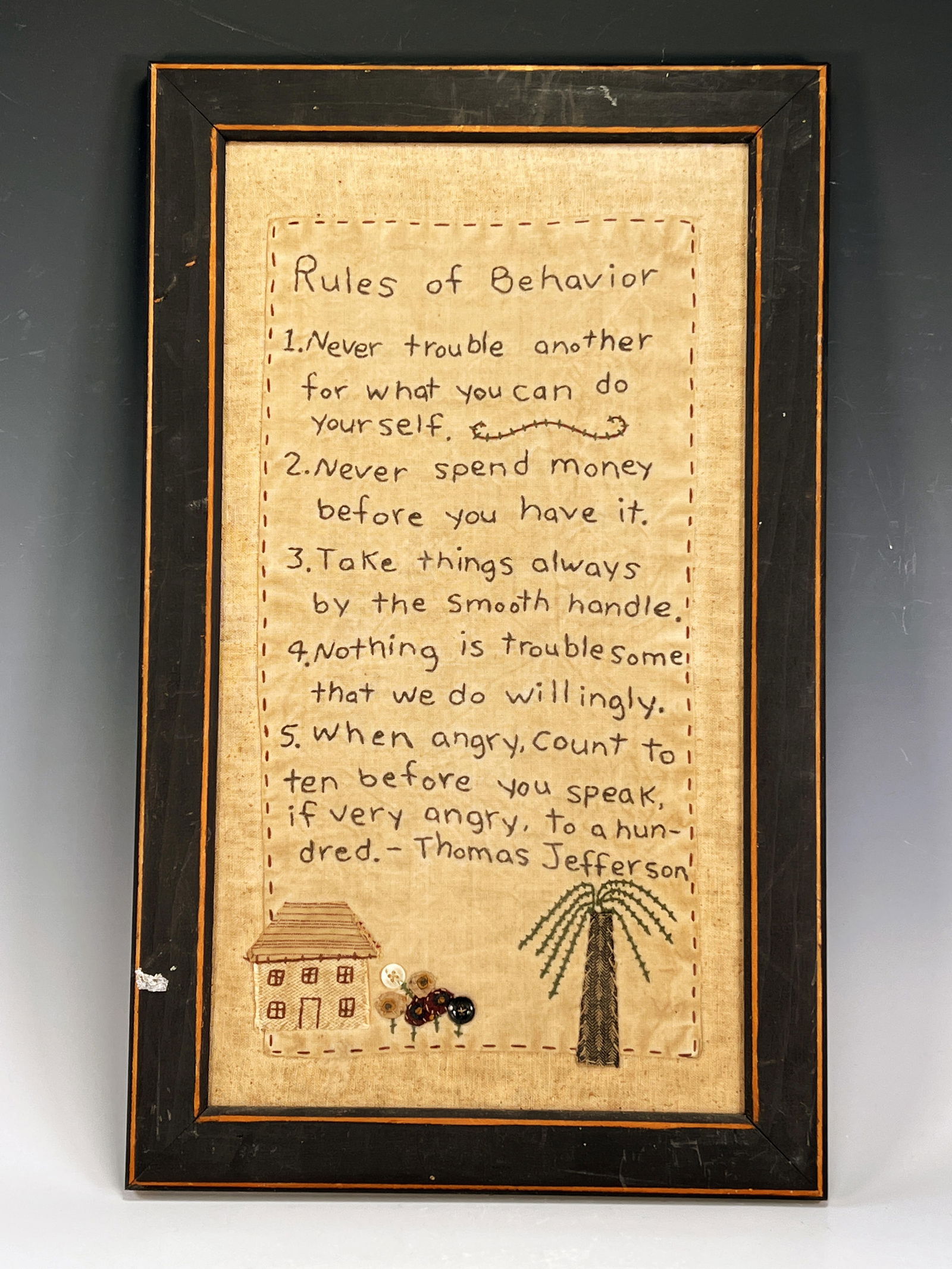 THOMAS JEFFERSON RULES OF BEHAVIOR STITCHED ART (1 of 1)