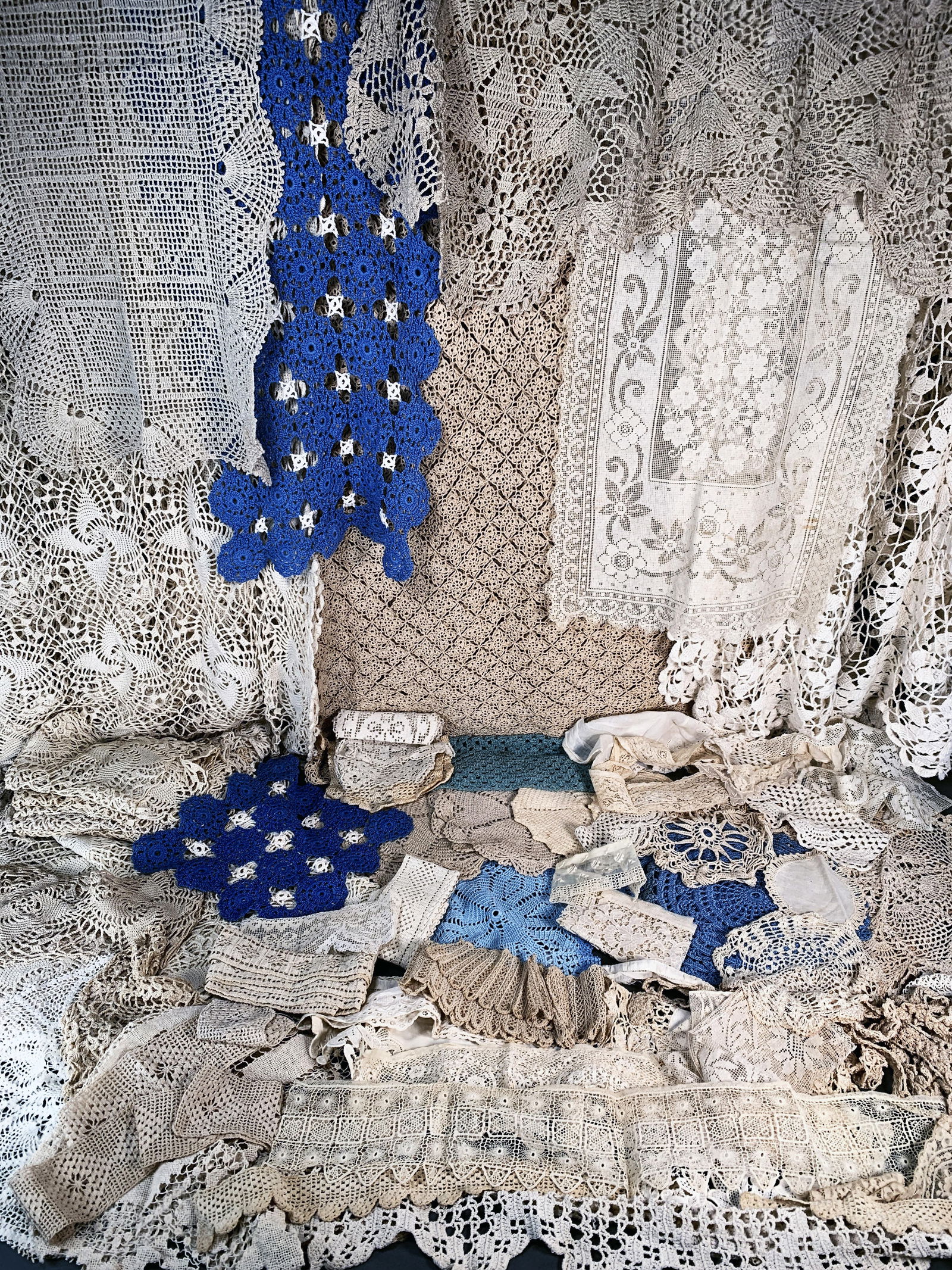 LARGE LOT OF LINENS AND CROCHETED TRIM AND COLLARS:  Large Lot of Linens and Crocheted Trim for Sale