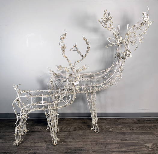 2 Light Up Wrought Iron Reindeer Lawn Ornaments