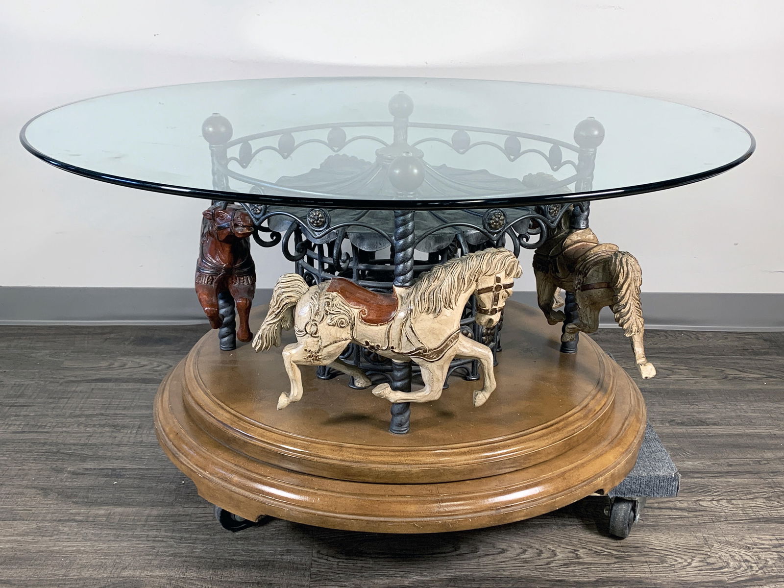 Revolving Carousel 4 Horses Coffee Table