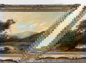 SIGNED W. WILLIAMS 1863 PLYMOUTH LANDSCAPE PAINTING
