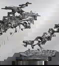 AFTER FREDERIC REMINGTON BRONCO BUSTER SILVER STATUE