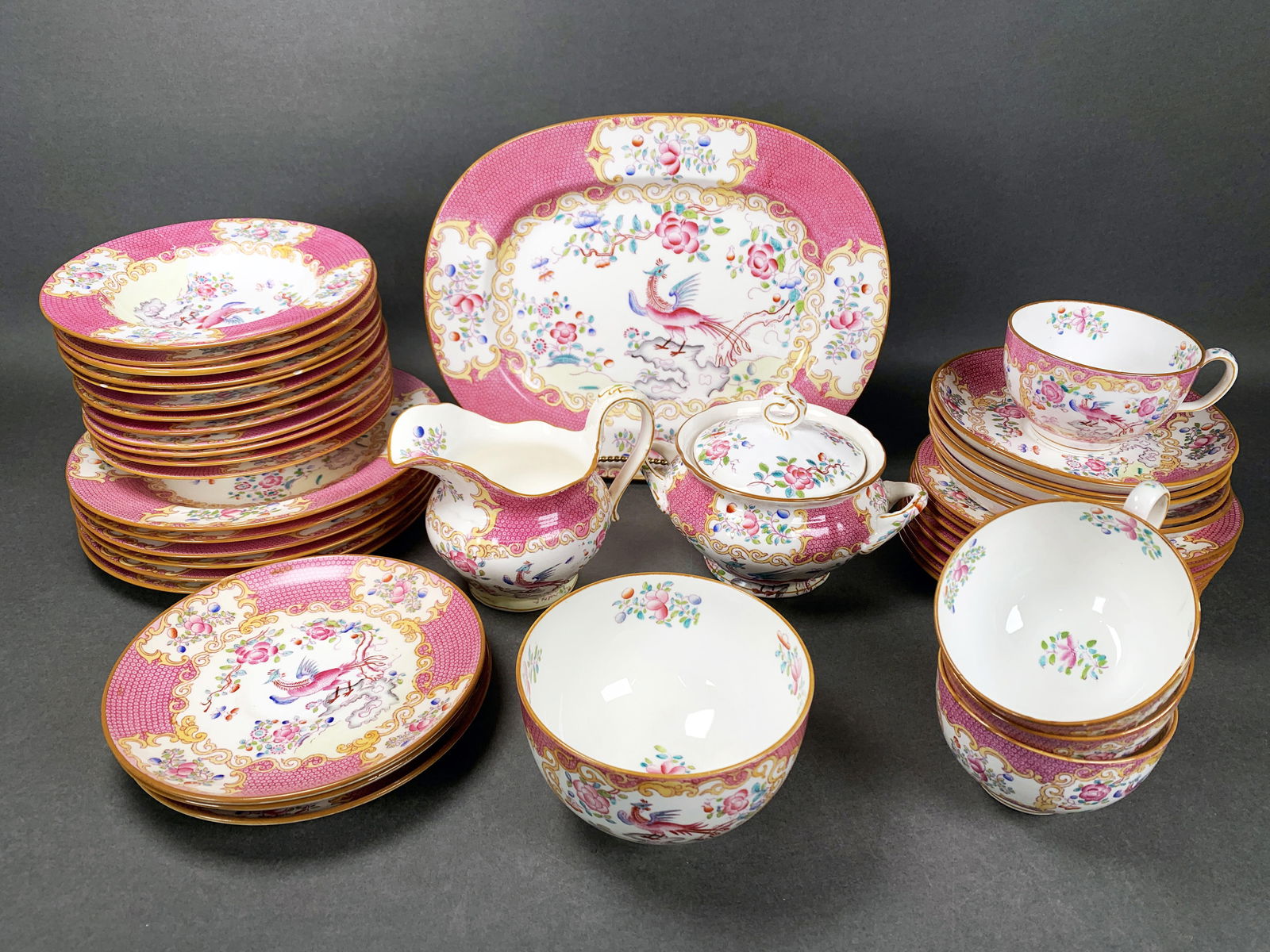 MINTON ENGLAND COCKATRICE PINK CHINA SERVICE (1 of 4)